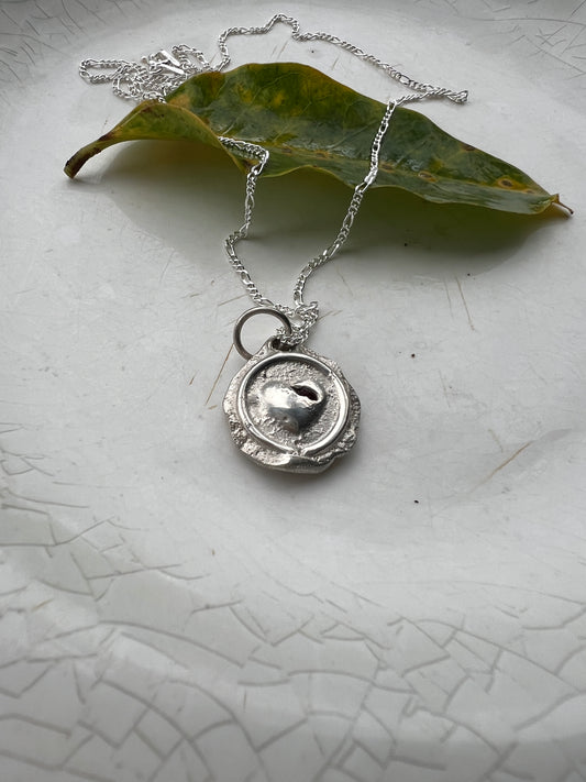 “Fina” - Sterling Silver Pendant with facet cut Garnet & Sterling Silver Chain