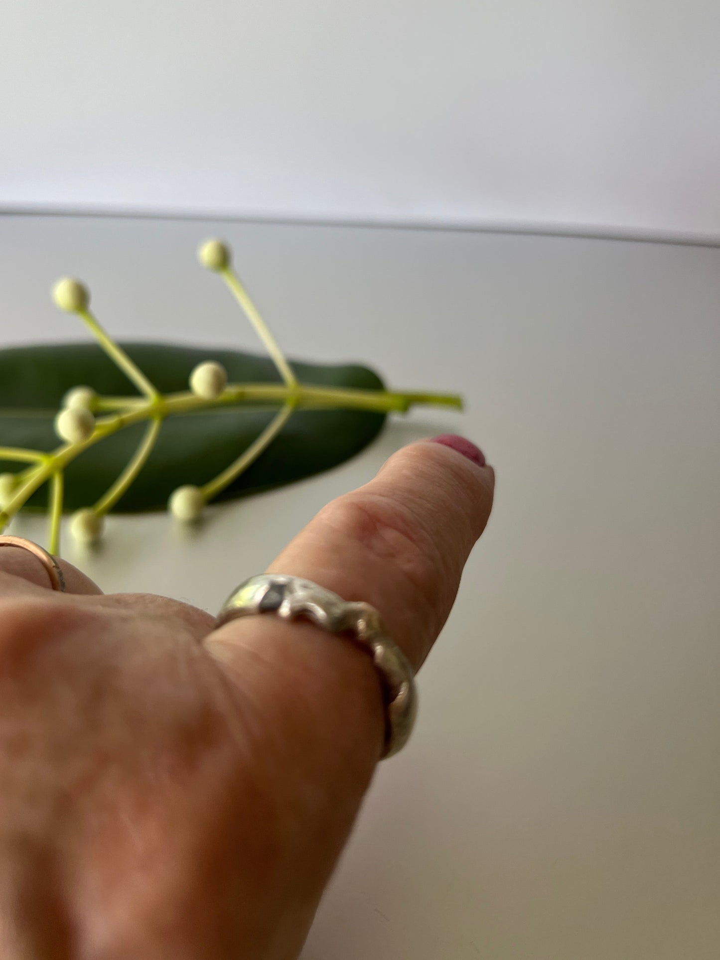 The Breakaways - Sterling Silver Ring with a whisper of 9ct Gold & Green Sapphires