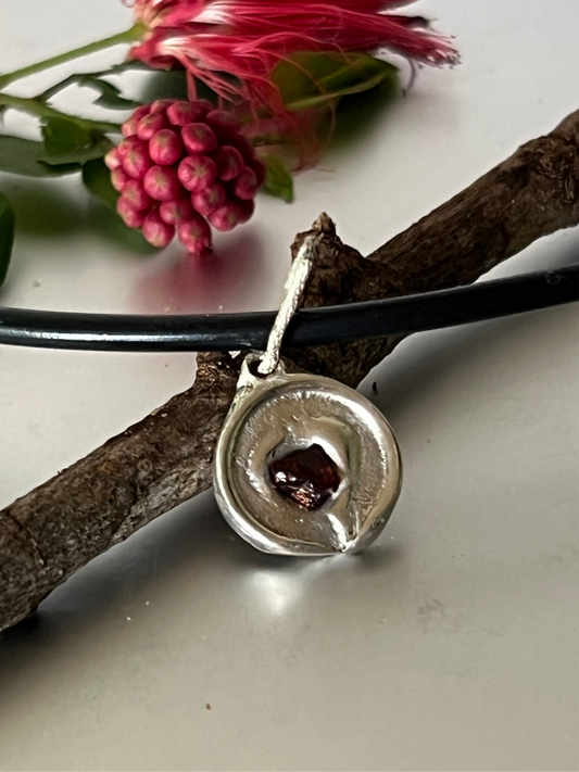 "My Heart" Harts Range. Handmade Sterling Silver &  Garnet Pendant