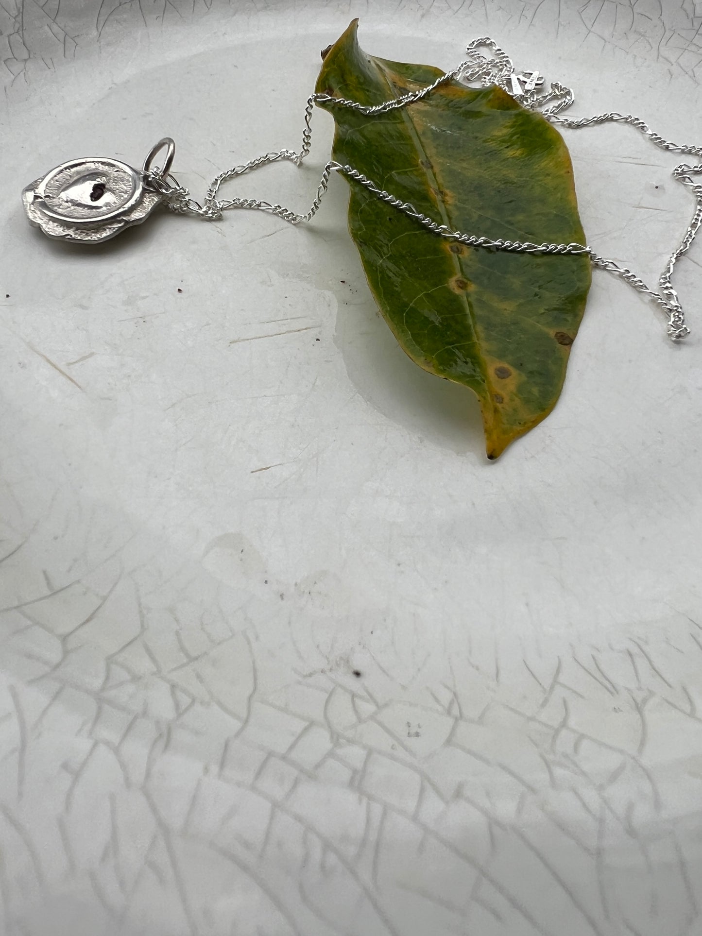 “Fina” - Sterling Silver Pendant with facet cut Garnet & Sterling Silver Chain