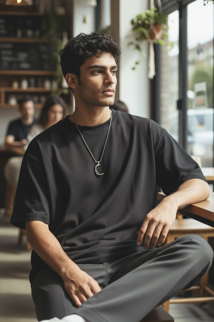 Bli Bli - Pendant - Pale green sapphires & Black Box Steel Chain