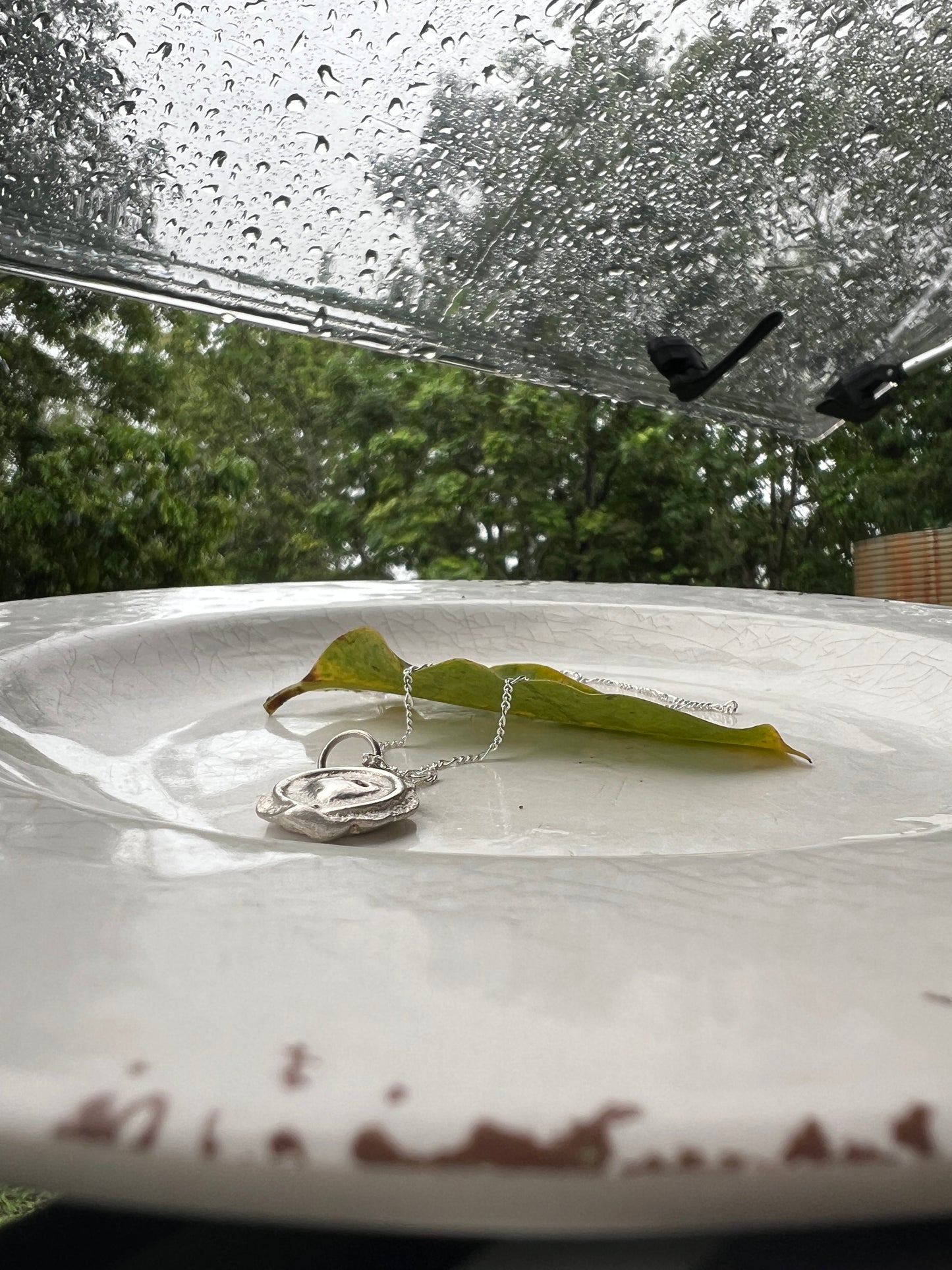 “Fina” - Sterling Silver Pendant with facet cut Garnet & Sterling Silver Chain