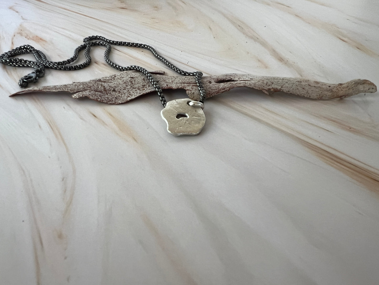 Richmond- Pendant -Sterling Silver - Brown Sapphire & Steel Black Box Chain