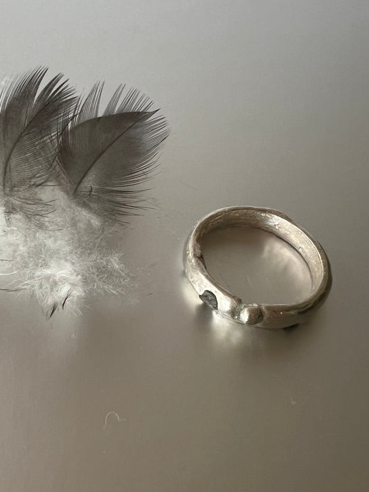 Coomalie Creek - Sterling Silver ring with green & brown sapphires