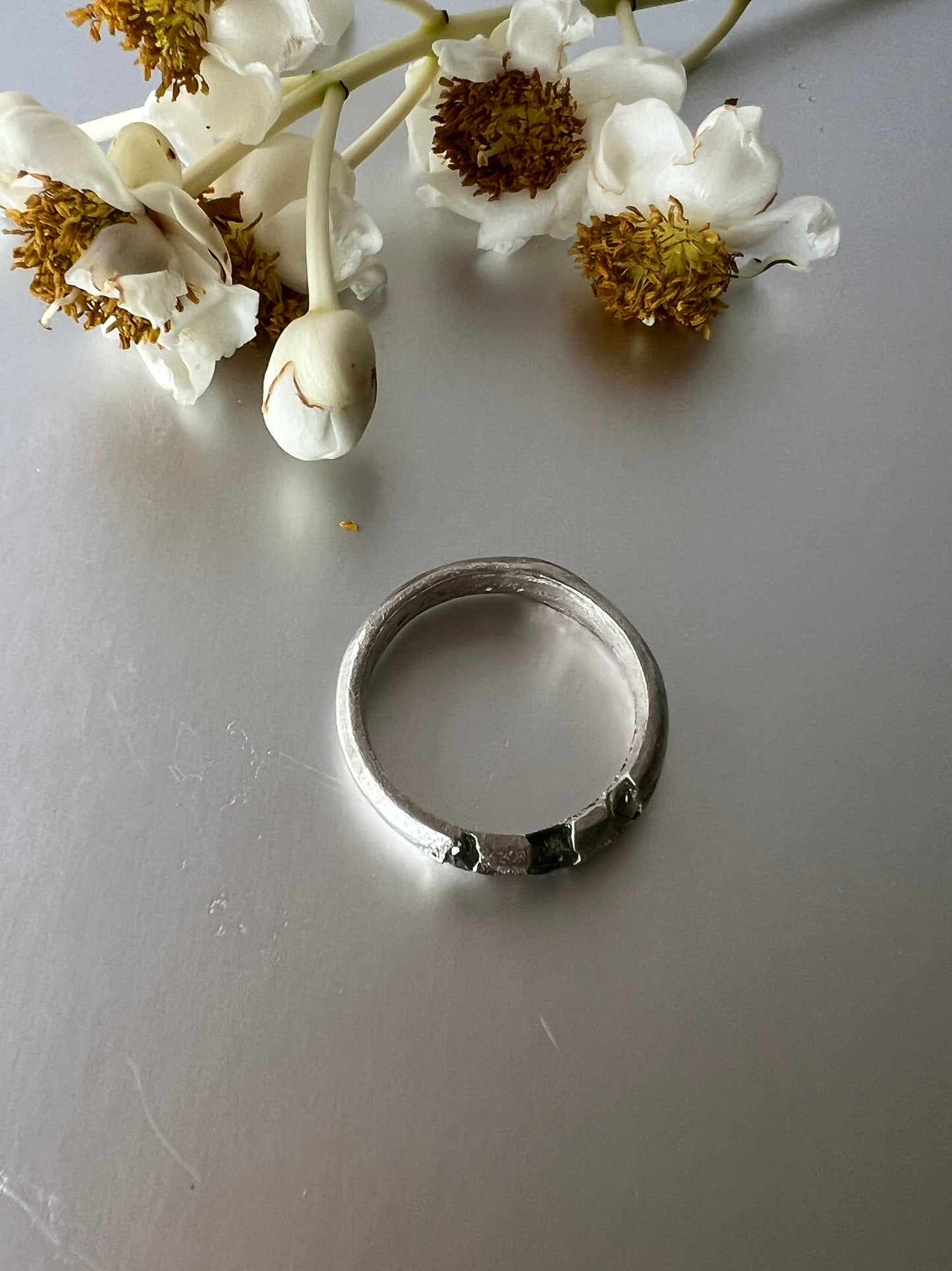 Central Desert NT - Sterling Silver Ring & Green Sapphires