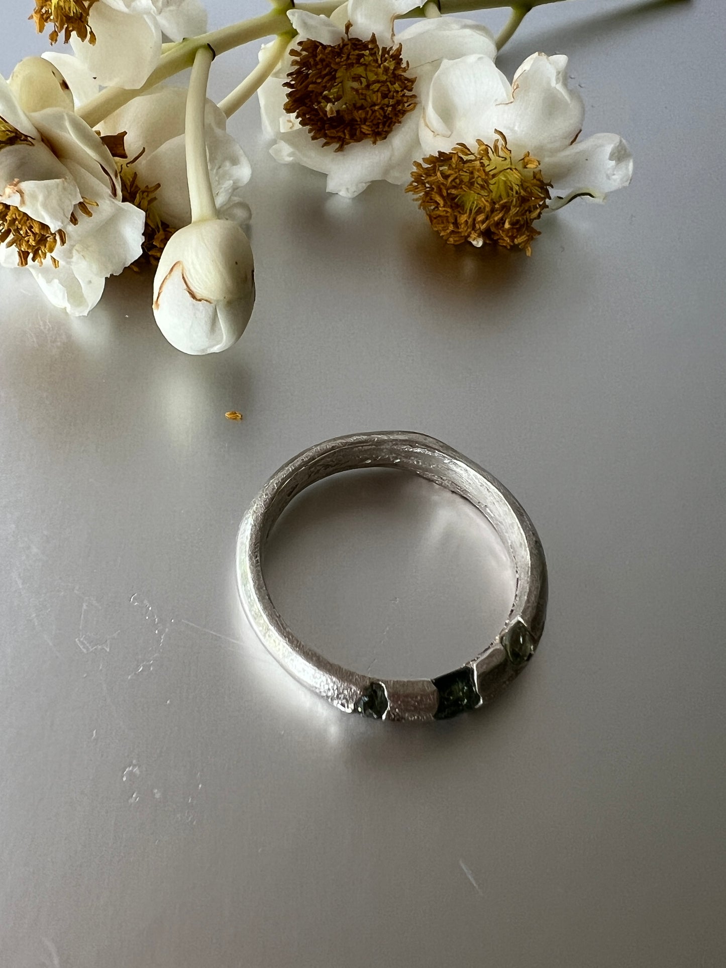 Central Desert NT - Sterling Silver Ring & Green Sapphires