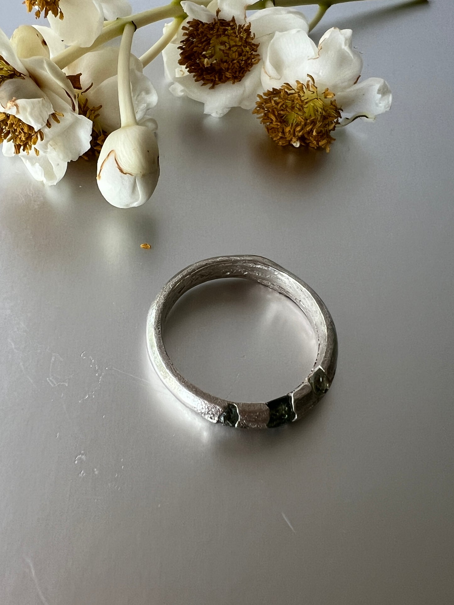 Central Desert NT - Sterling Silver Ring & Green Sapphires