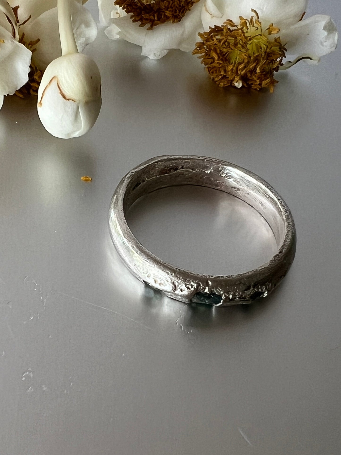 Central Desert NT - Sterling Silver Ring & Green Sapphires