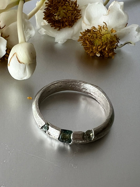 Central Desert NT - Sterling Silver Ring & Green Sapphires