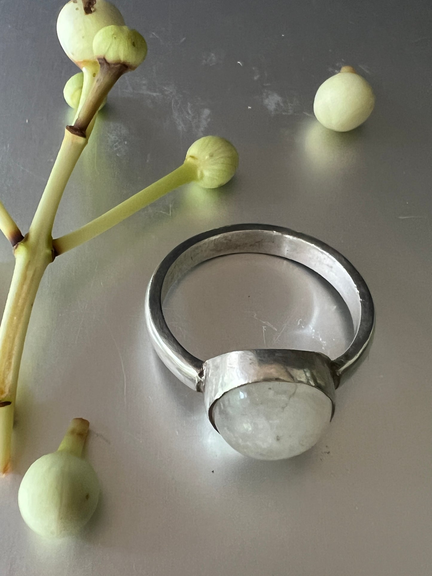 “Coolum Beach” - Sterling Silver Ring with Moonstone - Size “Q”