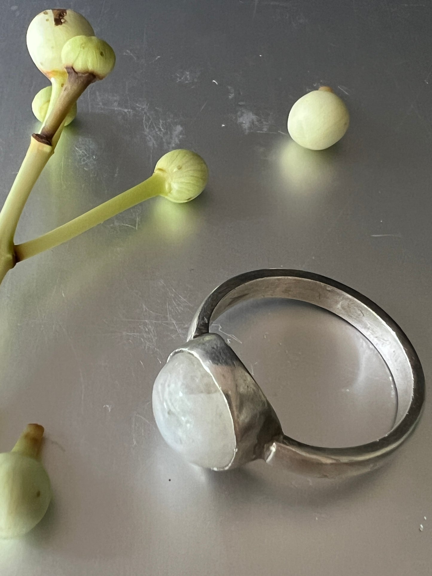 “Coolum Beach” - Sterling Silver Ring with Moonstone - Size “Q”