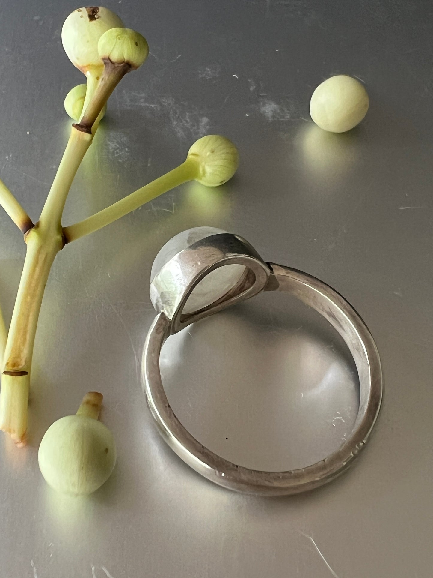 “Coolum Beach” - Sterling Silver Ring with Moonstone - Size “Q”