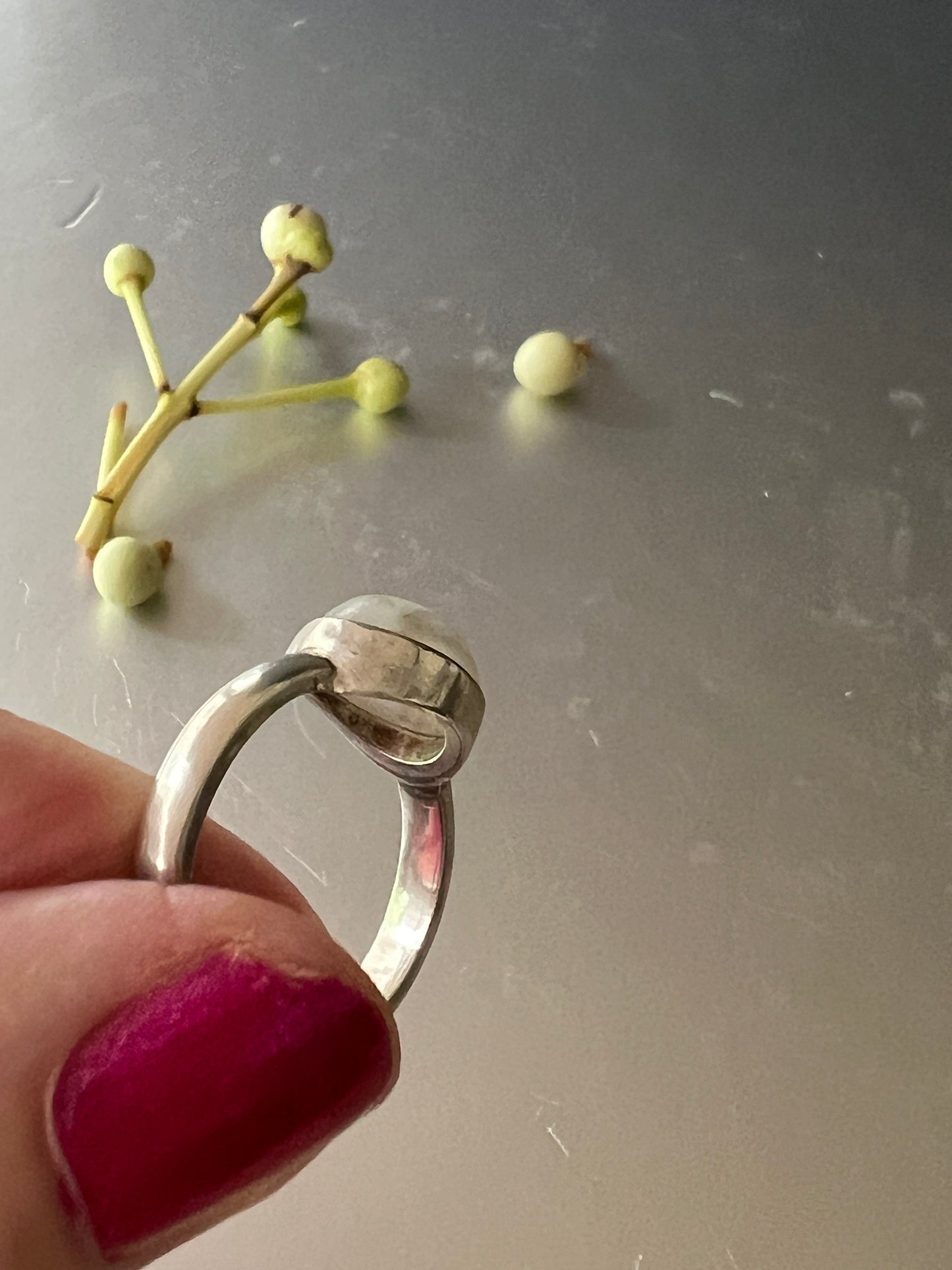 “Coolum Beach” - Sterling Silver Ring with Moonstone - Size “Q”