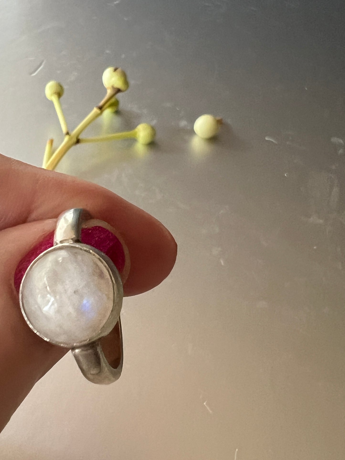 “Coolum Beach” - Sterling Silver Ring with Moonstone - Size “Q”