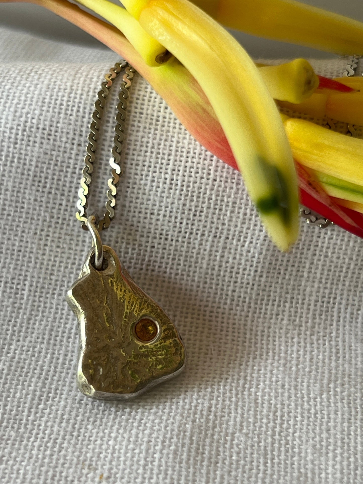 “Lake Boga” - Pendant with Tangerine sapphire & Sterling Silver Chain