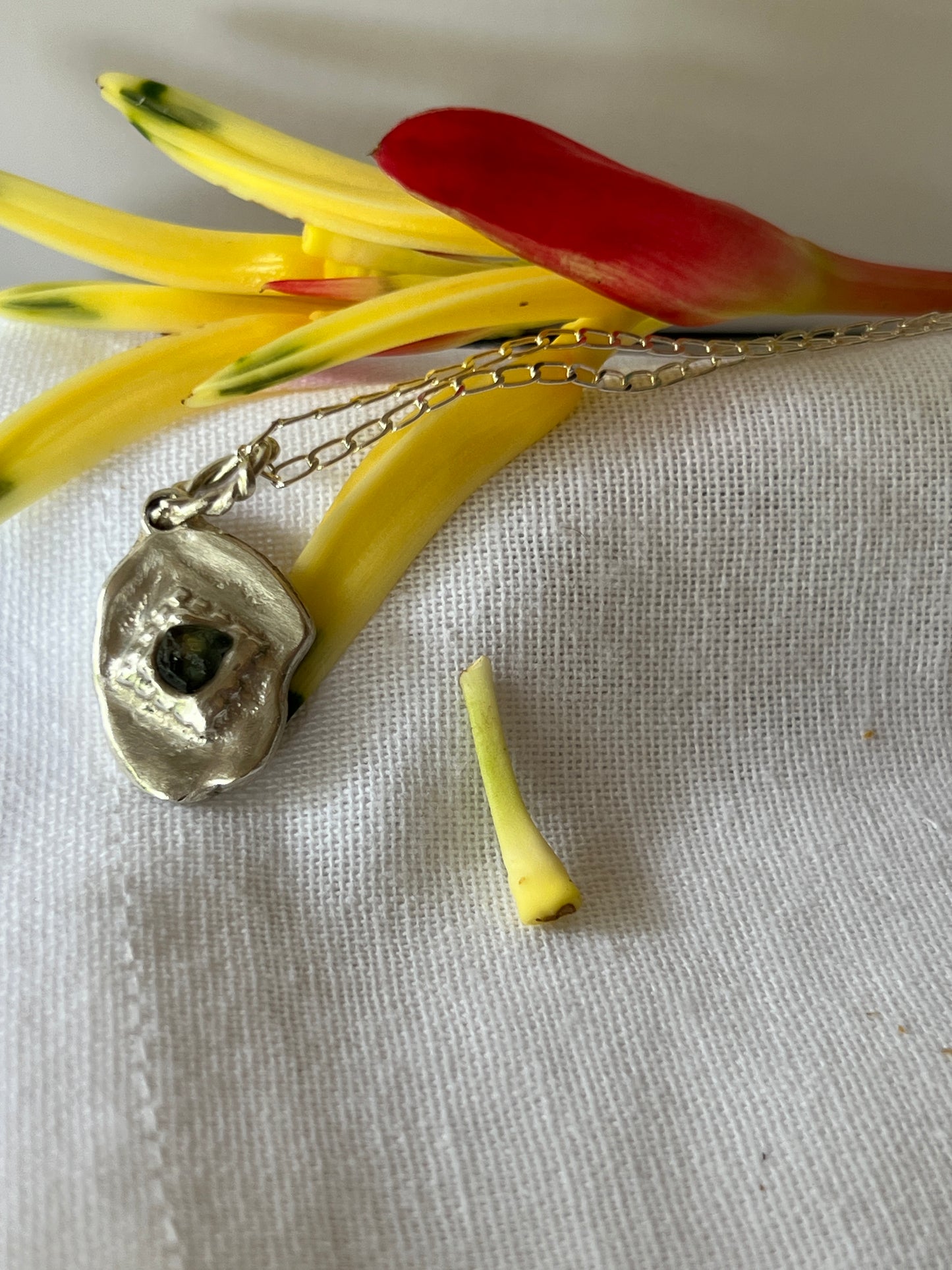 “Wayatinah” - Pendant with deep Green sapphire and sterling silver chain