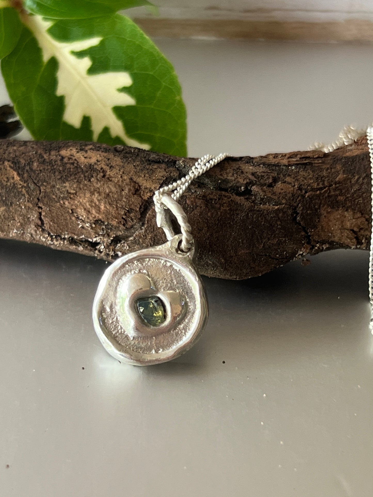 “My Heart” Pendant with a stunning raw pale green sapphire. Includes a 50cm 925 Sterling Silver chain