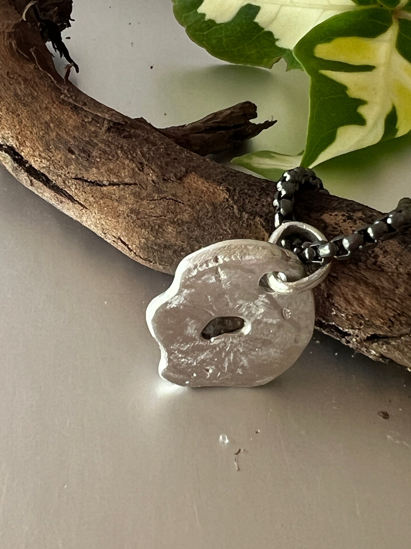 “Richmond” - Pendant -Sterling Silver - Brown Sapphire & Steel Black Box Chain
