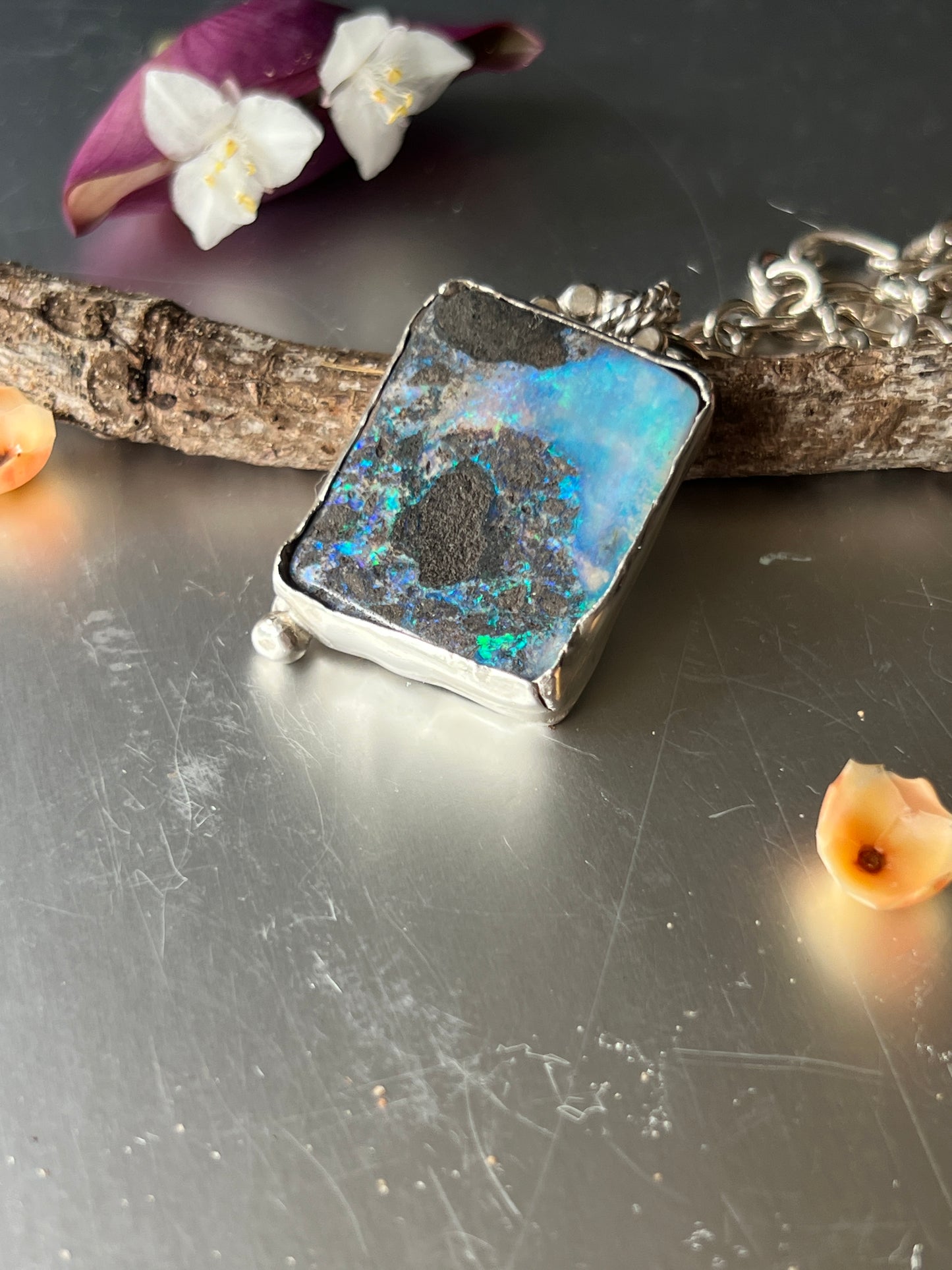 “Andamooka” - Matrix Opal Pendant with 925 Sterling Silver Chain