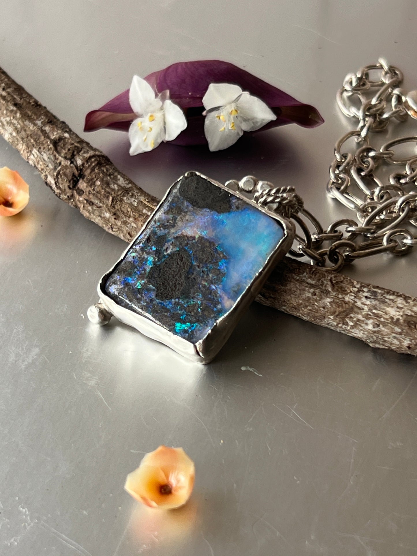 “Andamooka” - Matrix Opal Pendant with 925 Sterling Silver Chain