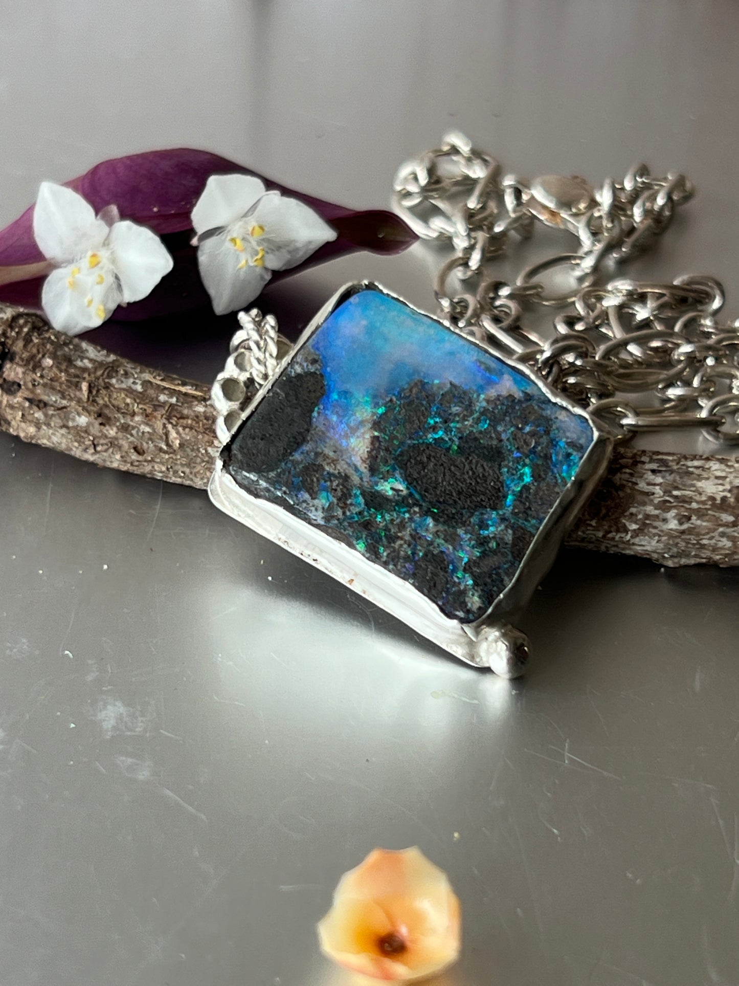 “Andamooka” - Matrix Opal Pendant with 925 Sterling Silver Chain