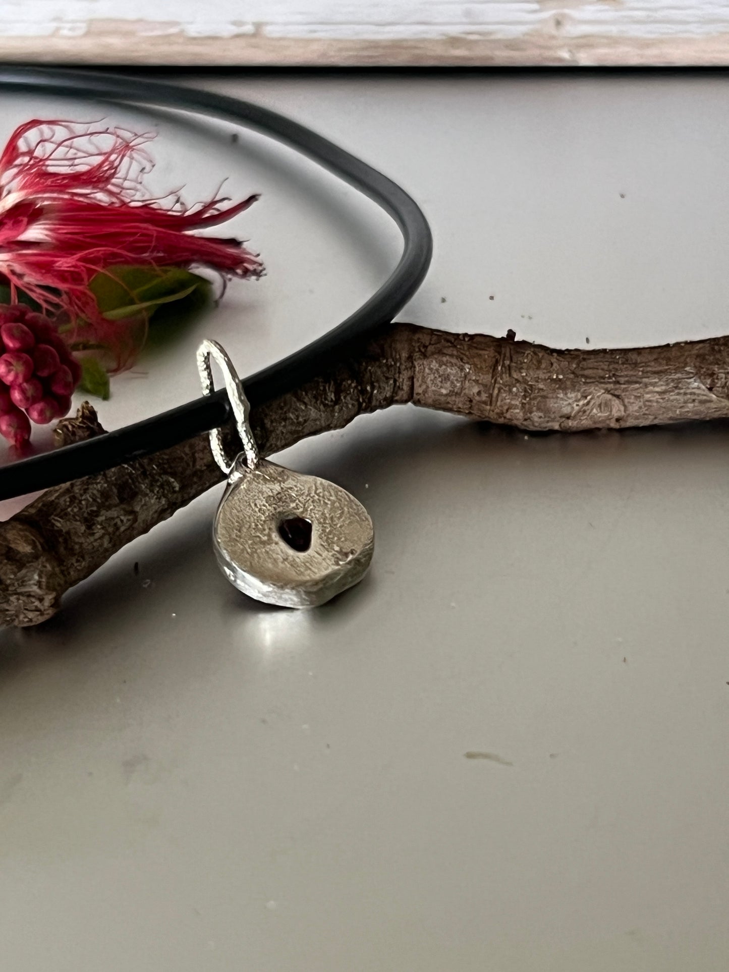 "My Heart" Harts Range. Handmade Sterling Silver &  Garnet Pendant
