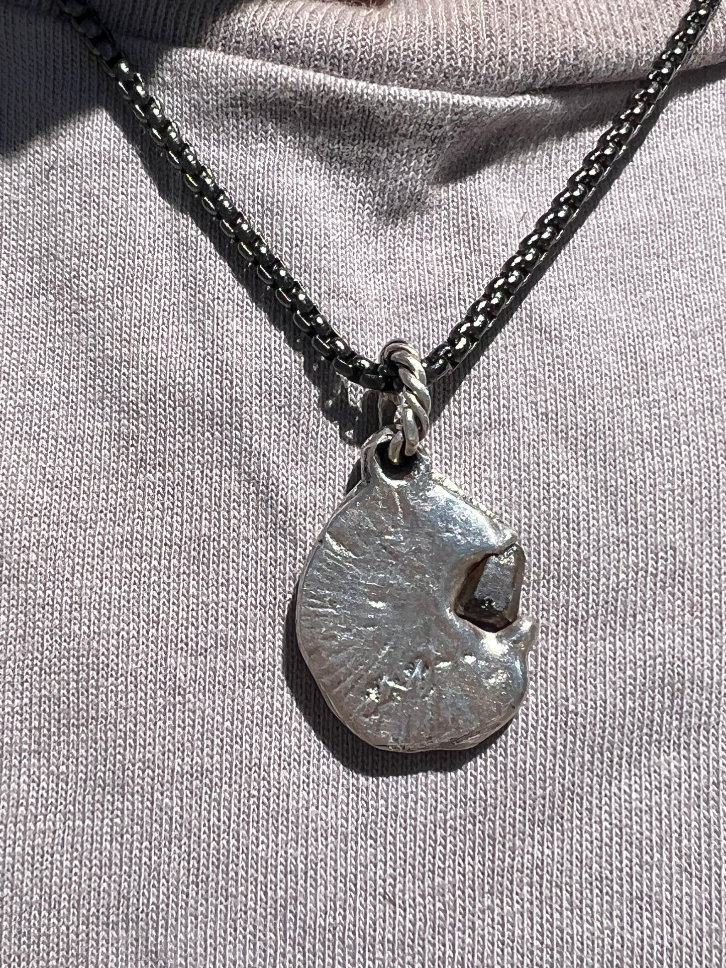 “Pussycat Flats” Pendant & 55cm Black Box Steel Chain