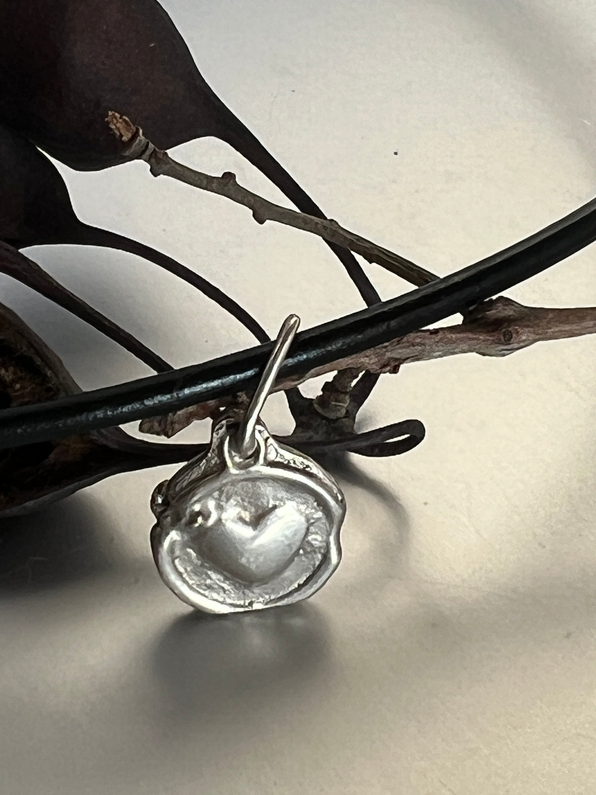 “My Heart” Initial “J” Pendant with either 50cm neoprene cord or Sterling Silver Chain