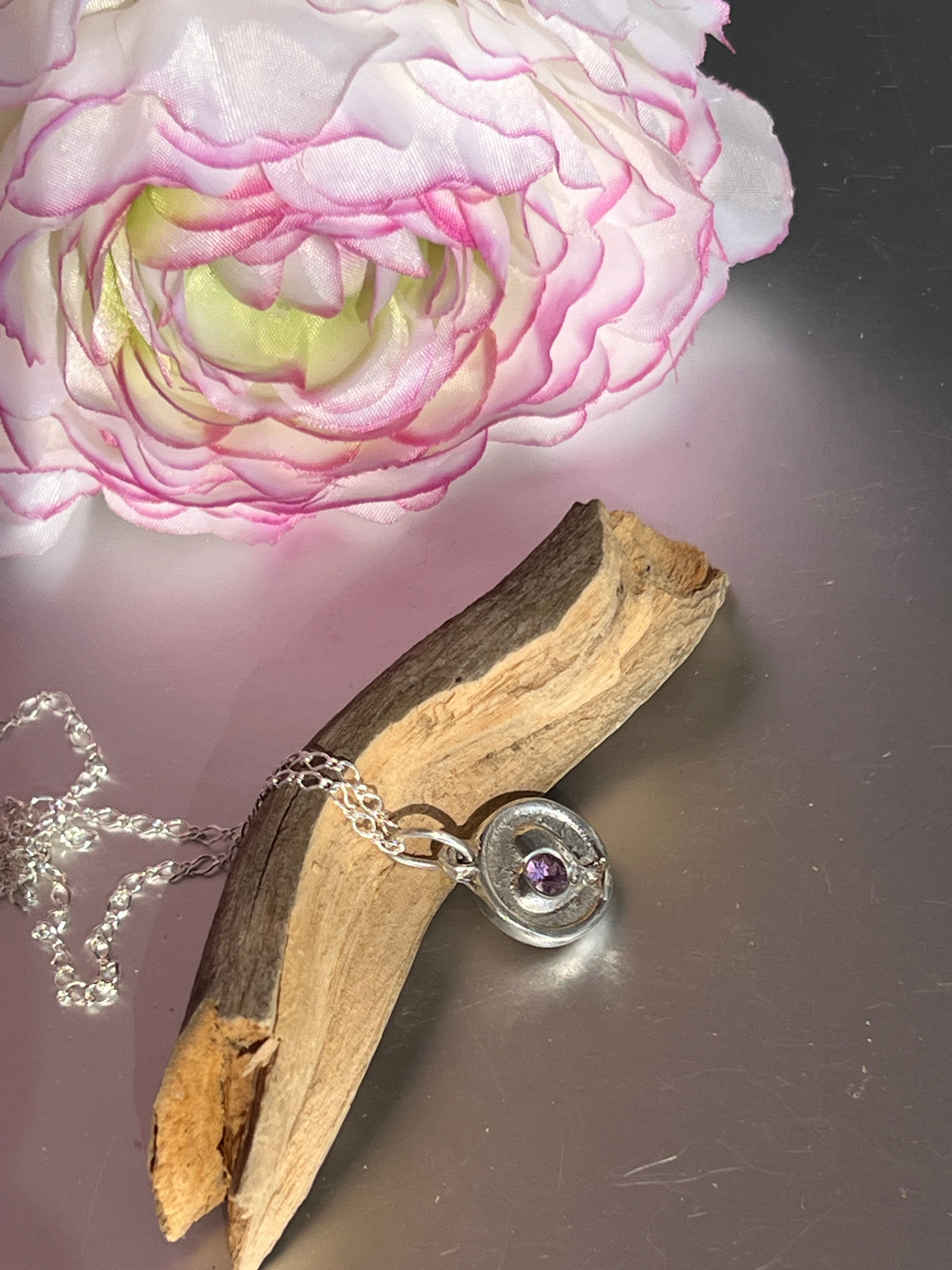 “My Heart” - Pendant with Amethyst.  Includes 50cm sterling silver chain.
