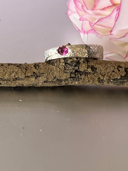 “Batemans Bay” - Sterling Silver ring with hot pink sapphire