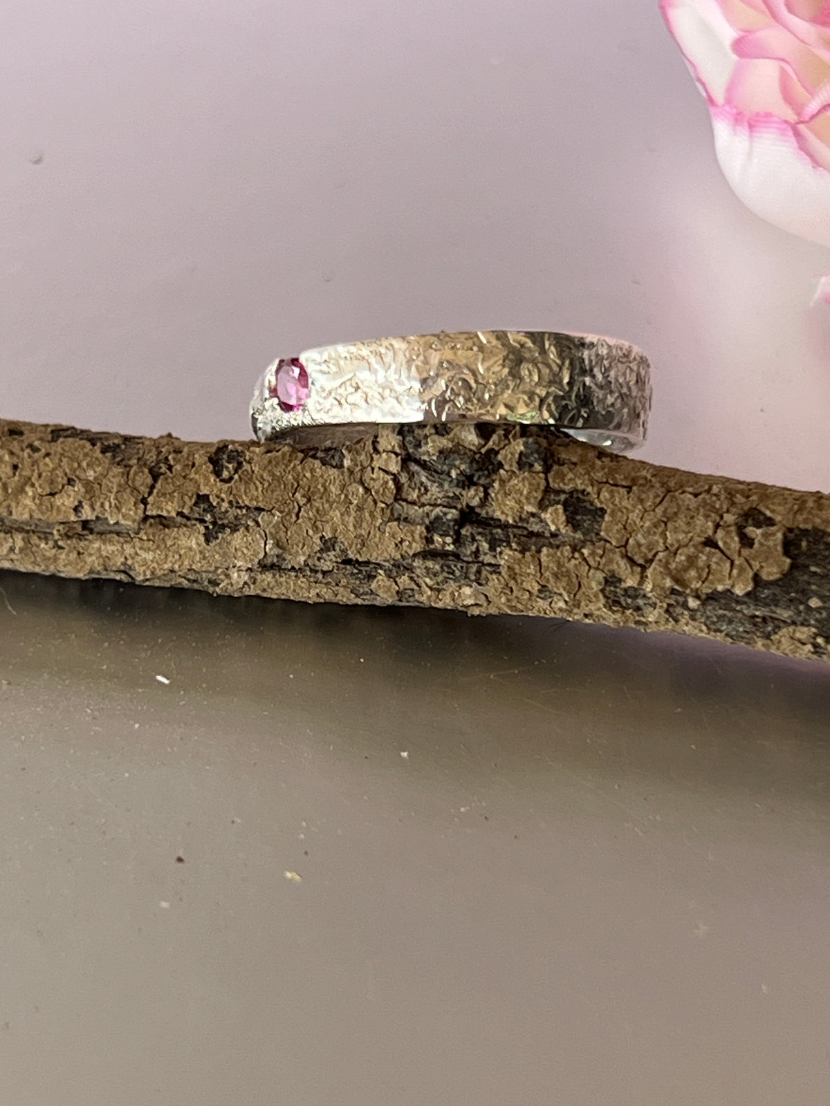 “Batemans Bay” - Sterling Silver ring with hot pink sapphire