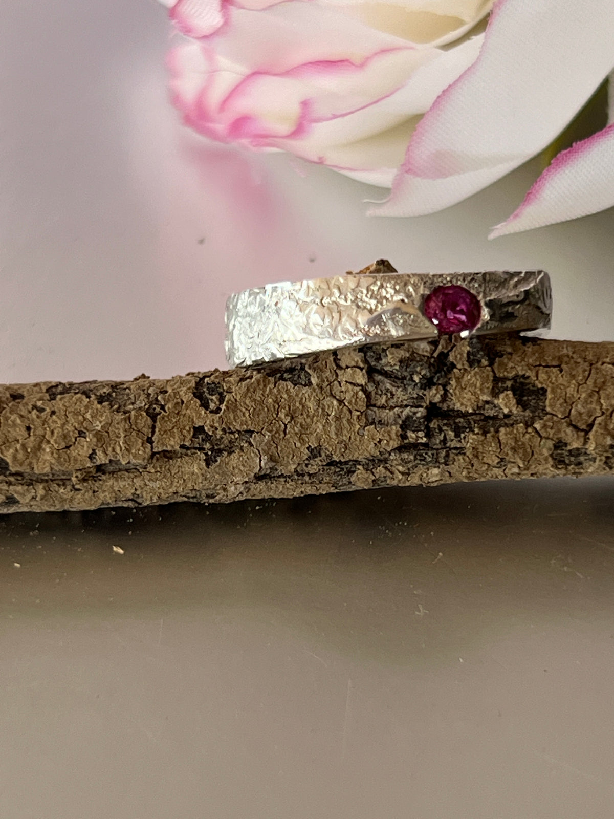 “Batemans Bay” - Sterling Silver ring with hot pink sapphire