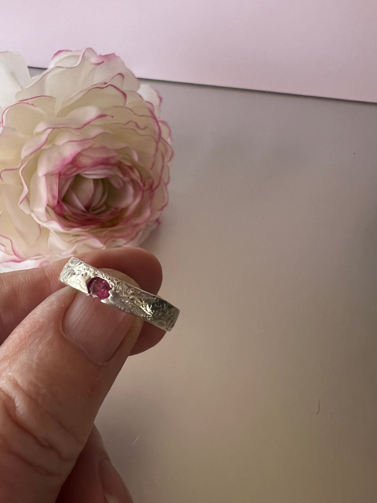 “Batemans Bay” - Sterling Silver ring with hot pink sapphire